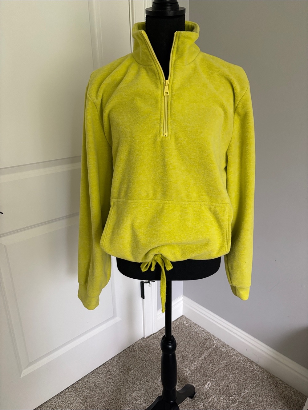 Beyond Yoga Neon Lime Half-Zip Fleece Pullover